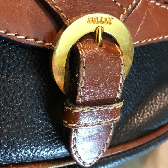 Vintage BALLY Cross-Body 2-Tone Weave Leather Black & Brown Elegant Luxe $548 - Picture 15 of 16